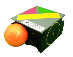 iSoccerBot robot and the orange golf ball