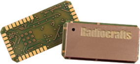 Radiocrafts embedded wireless RF module showing the shielded module and its bare PCB